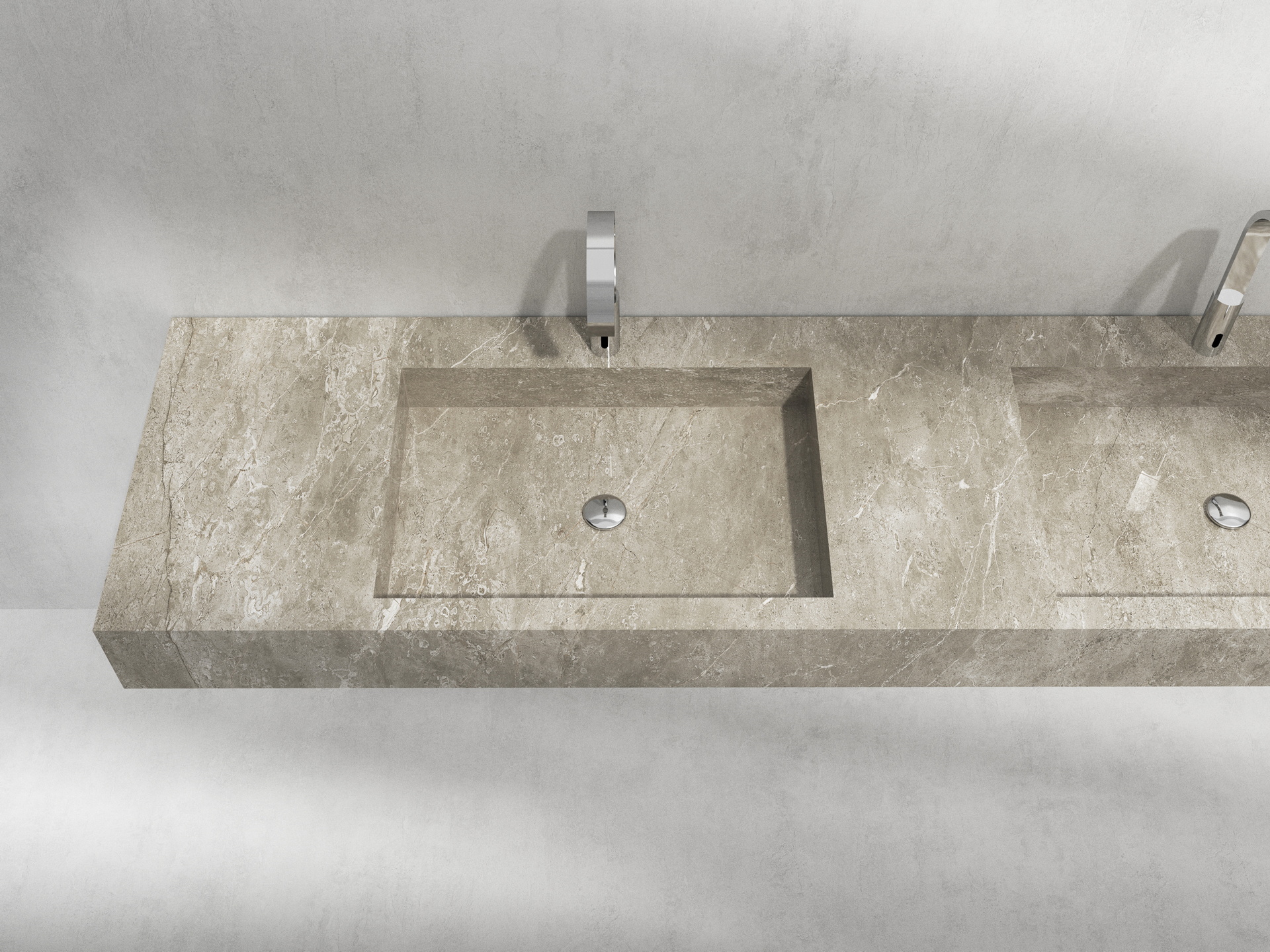 Wall-mounted double washbasin