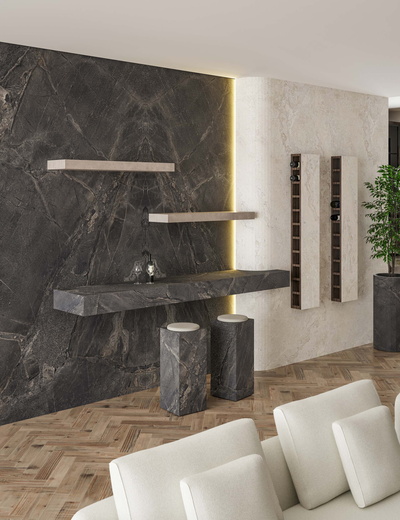 Ebony Bookmatched & Provence - Roccia Pearl