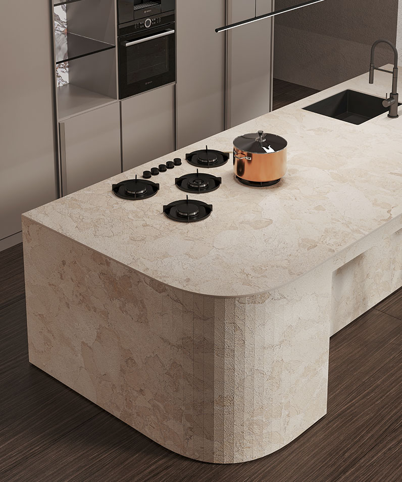 custom kitchen island porcelain slab