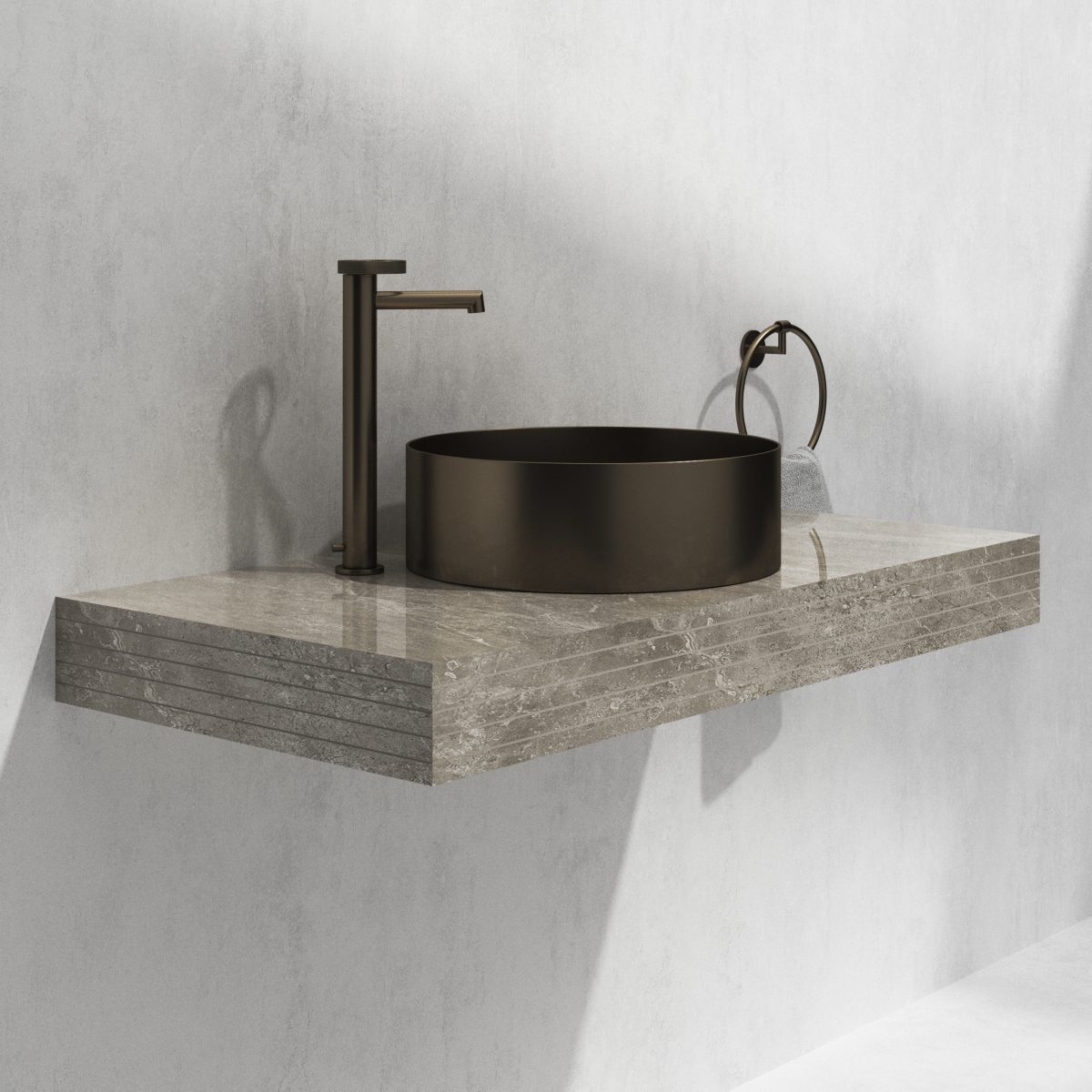 Vanity Top wallmounted vanity top for vessel basin in porcelain